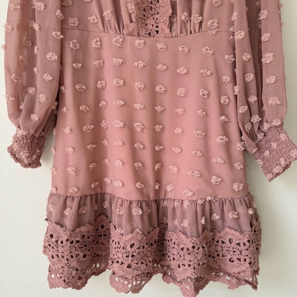 Textured Mauve Pink Dress Sz L‎ - Picture 4 of 8
